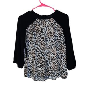 Leopard Print 3/4 Sleeve Blouse - Large